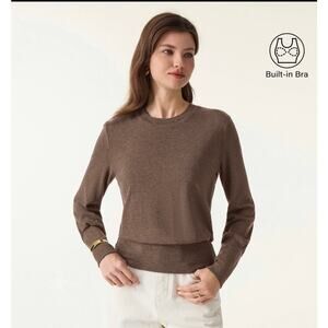 Brand New OGL Women's Size Medium Elevated Crewneck Brushed Brami Brown